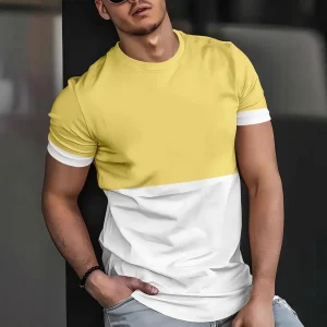 Summer Men Simple Daily Casual Loose T-Shirt Fashion 3D Printed Personality Street Large Size O-Collar Short-Sleeved Clothing