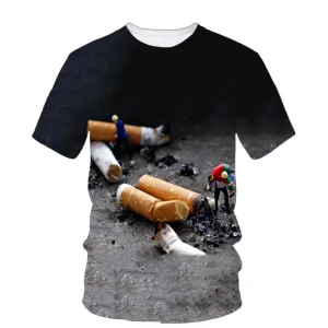 3D Smoking Printed T Shirt Smoke Cigarettes Graphic T-shirts For Men Kid Fashion Streetwear Cool Short Sleeves Harajuku Clothing